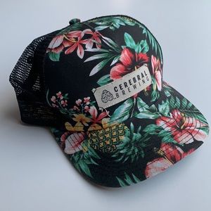 RARE Cerebral Brewing Snap Back Trucker Hat in Tropical Print OS